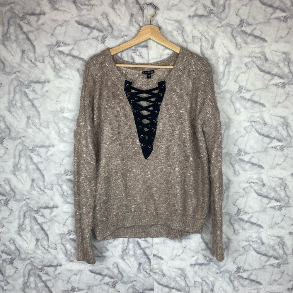 Express Eyelash Lace Front Sweater